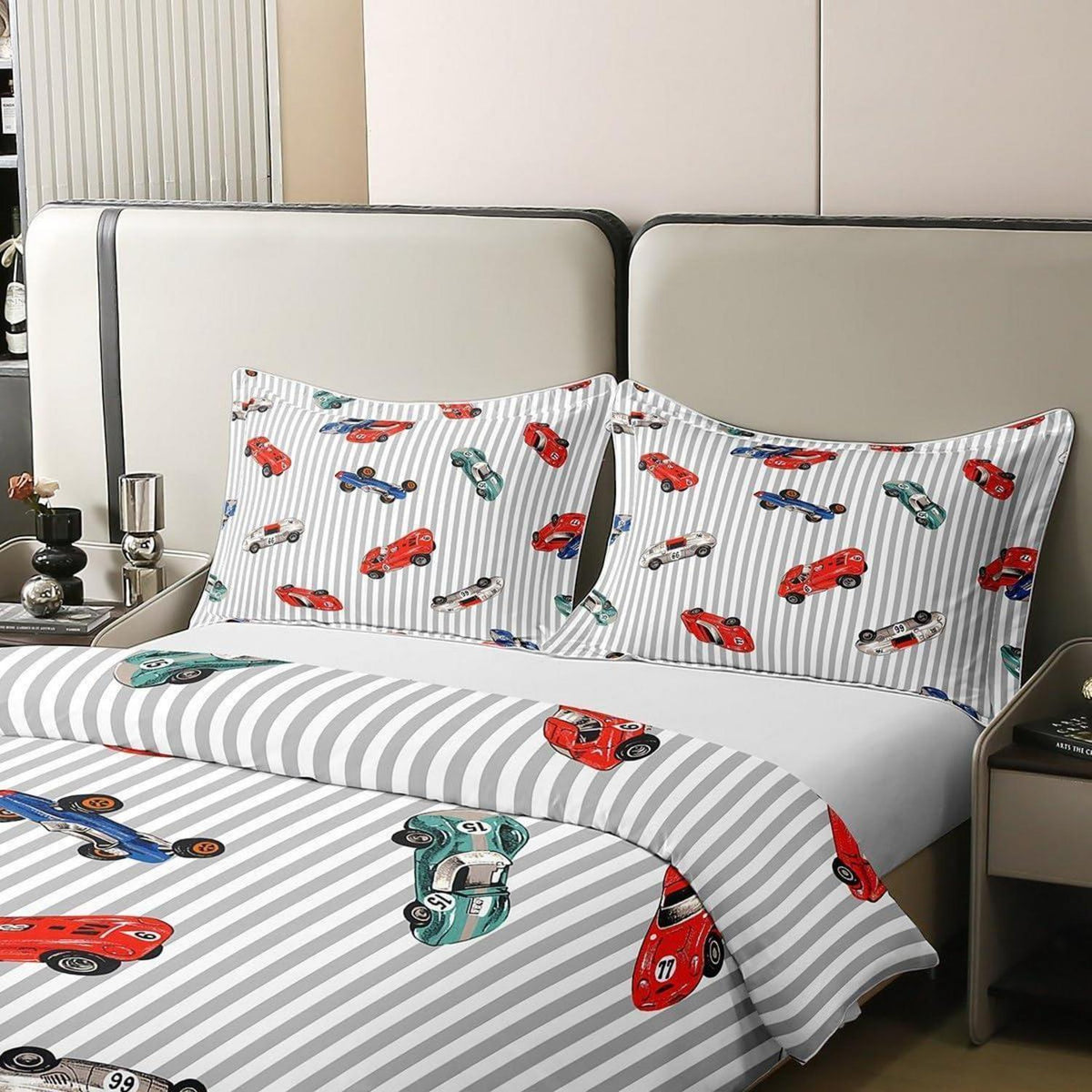 Rennwagen Bettwäsche Set 220x240cm – Baumwolle für Kinderzimmer