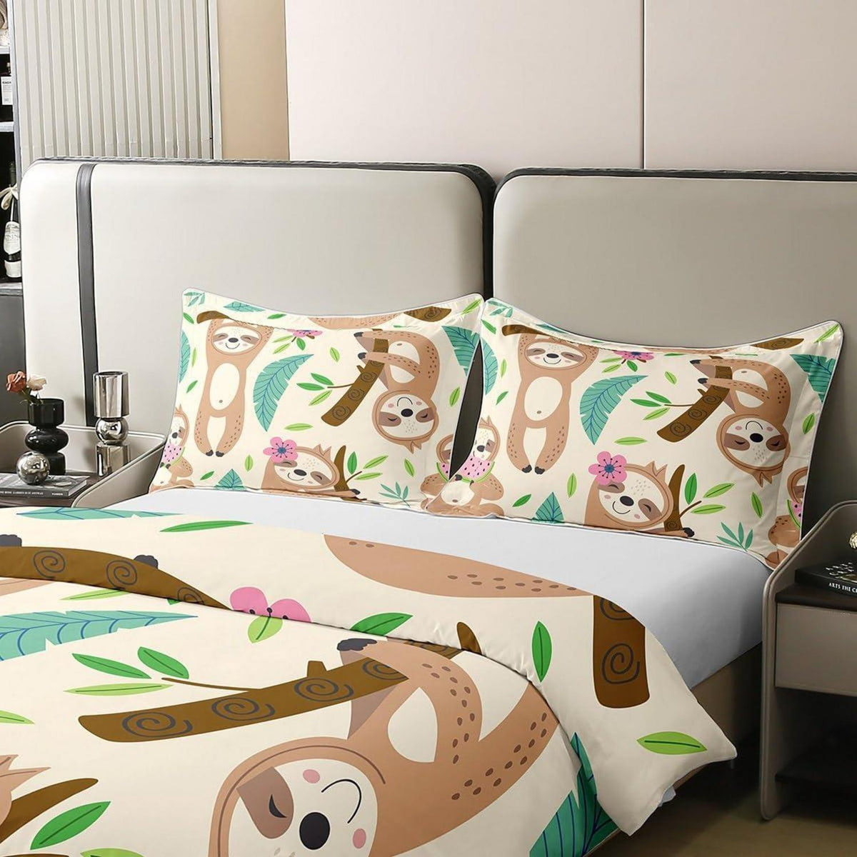 Kawaii Faultier Bettwäsche Set 220x240cm Baumwolle
