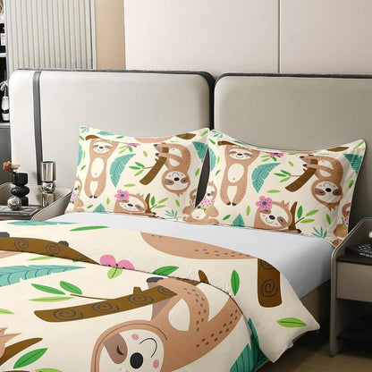 Kawaii Faultier Bettwäsche Set 220x240cm Baumwolle