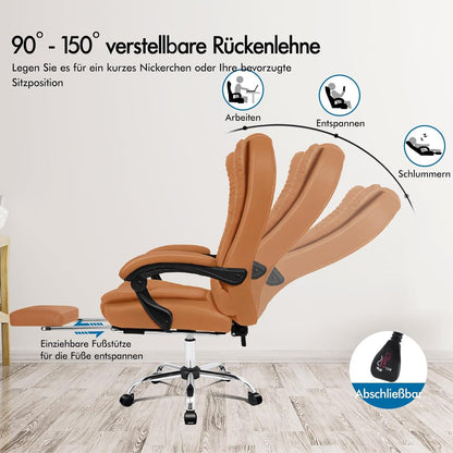 ALFORDSON Bürostuhl Massagefunktion ergonomisch große Sitzpolsterung