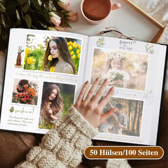 Lanpn DIY Fotoalbum Leinen Fotobuch 100 Seiten 19x27cm Beige