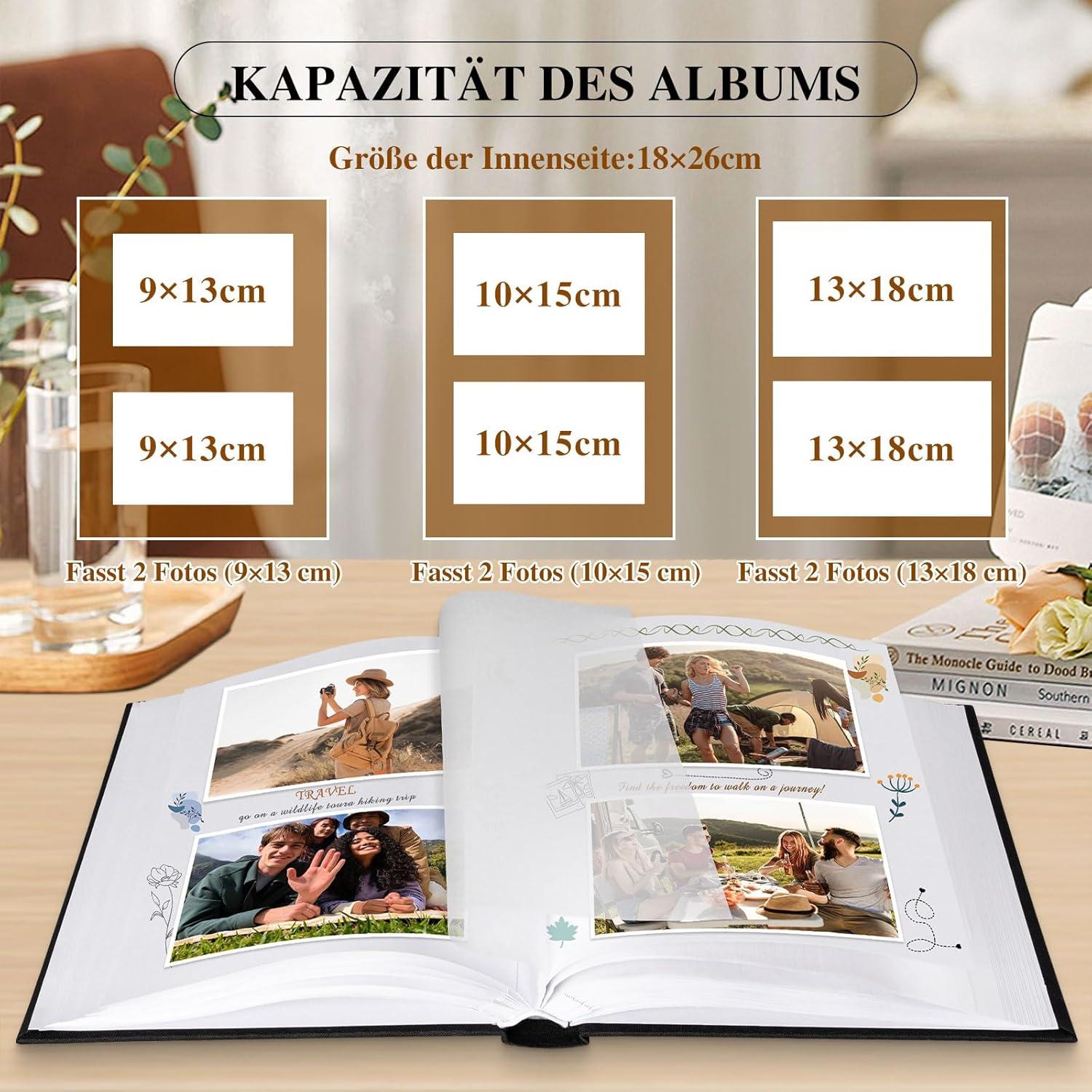 Fotoalbum zum Selbstgestalten Leinen Fotobuch 100 Seiten Pergamin Trennblätter