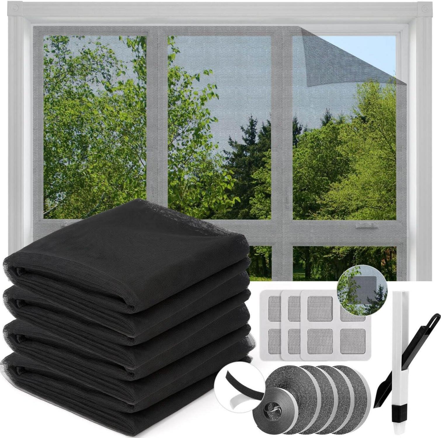 Fliegengitter Fenster Insektenschutz Selbstklebend 130x150cm 4er Pack