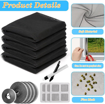 Fliegengitter Fenster Insektenschutz Selbstklebend 130x150cm 4er Pack