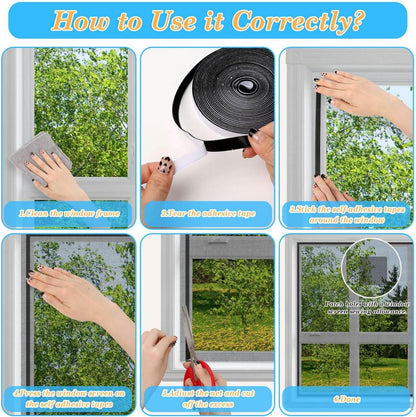 Fliegengitter Fenster 130x150cm Selbstklebend Insektenschutz (2