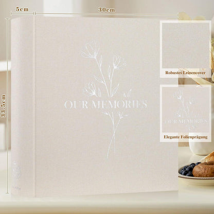 Fotobuch zum Selbstgestalten, Leinen, Beige, 160 Seiten