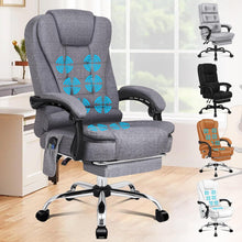 Bürostuhl mit Massagefunktion und Lendenstütze, Grey Leinen Fabric