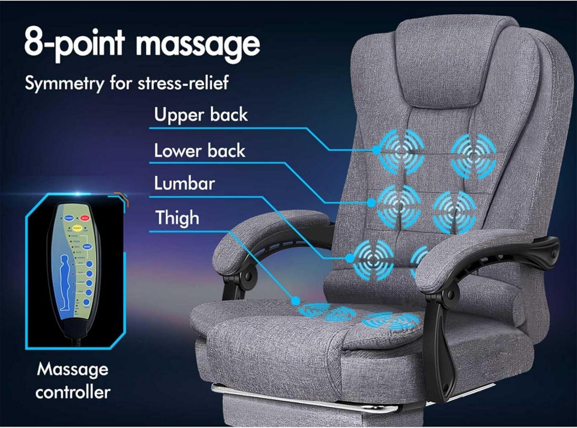 Bürostuhl mit Massagefunktion, ergonomisches Design, große