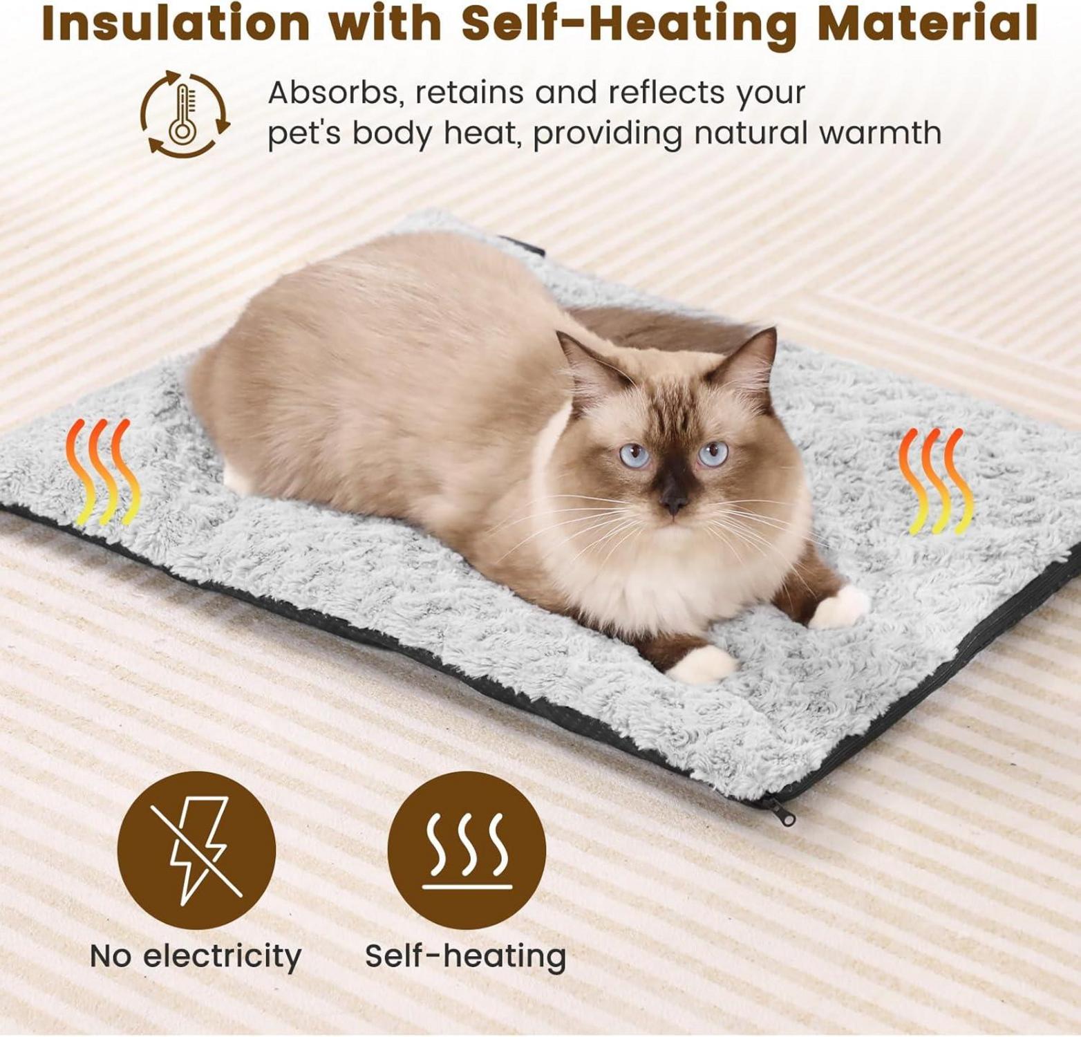 Selbstheizende Katzendecke 60x45 cm ohne Strom, Flauschige