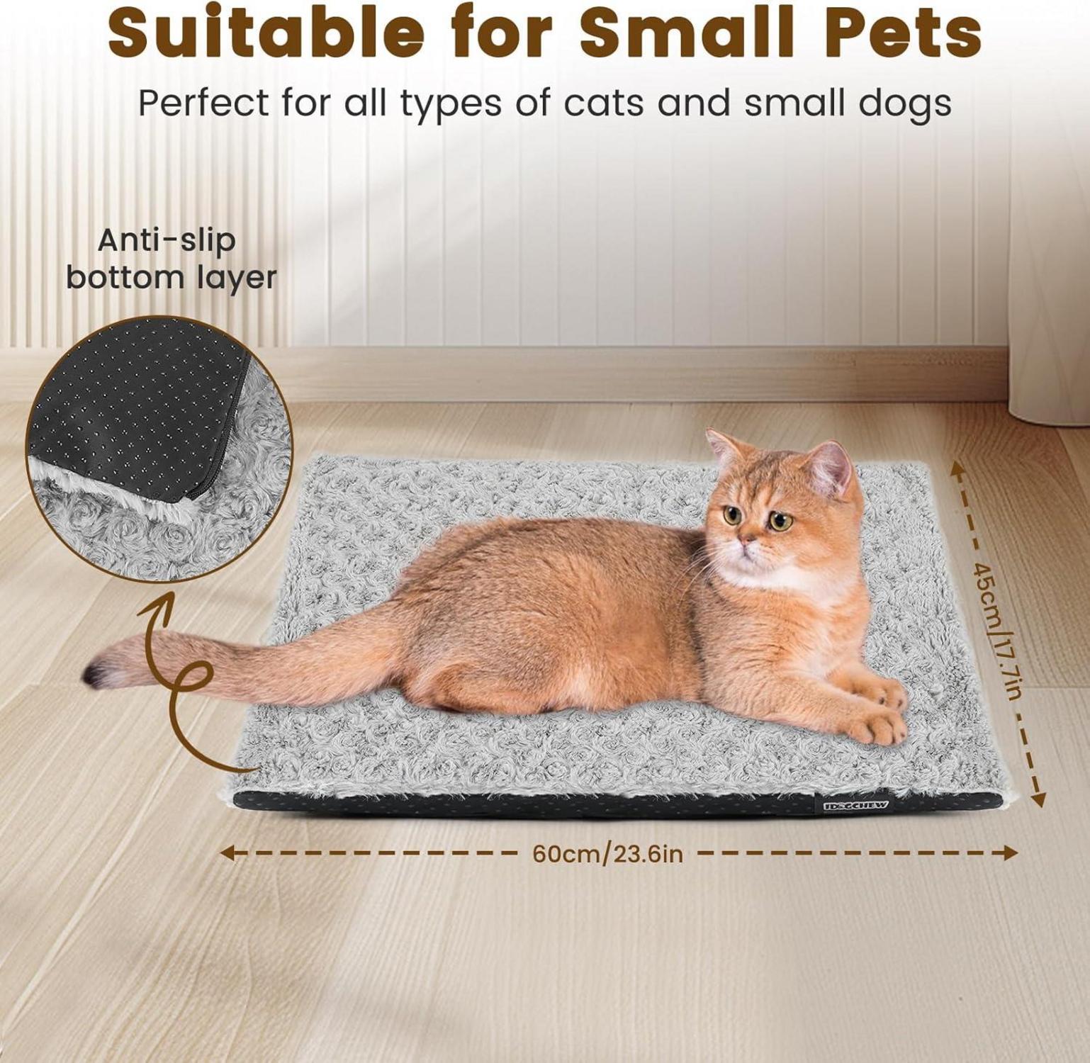Selbstwärmende Katzendecke Flauschig Hellgrau 60x45cm