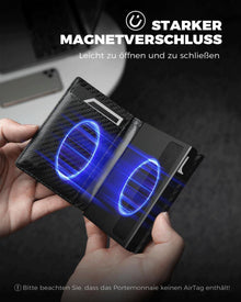 DODENSHA Airtag Wallet Herren XL Münzfach RFID Schutz Carbon
