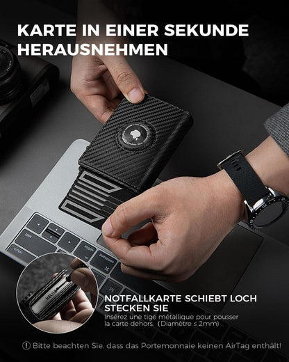 Airtag Wallet Herren XL Münzfach RFID Schutz Carbon Portmonee