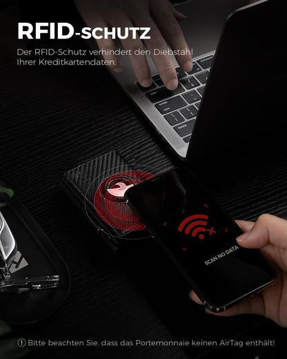 DODENSHA Airtag Wallet XL Münzfach RFID Schutz Luxus Waldcarbon