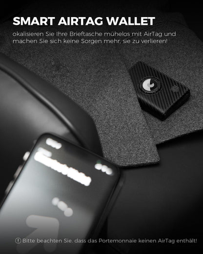 Airtag Wallet Herren XL Münzfach RFID Schutz Carbon Portmonee
