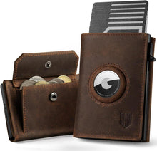 Airtag Wallet Herren XL Münzfach RFID Schutz NFC Silber