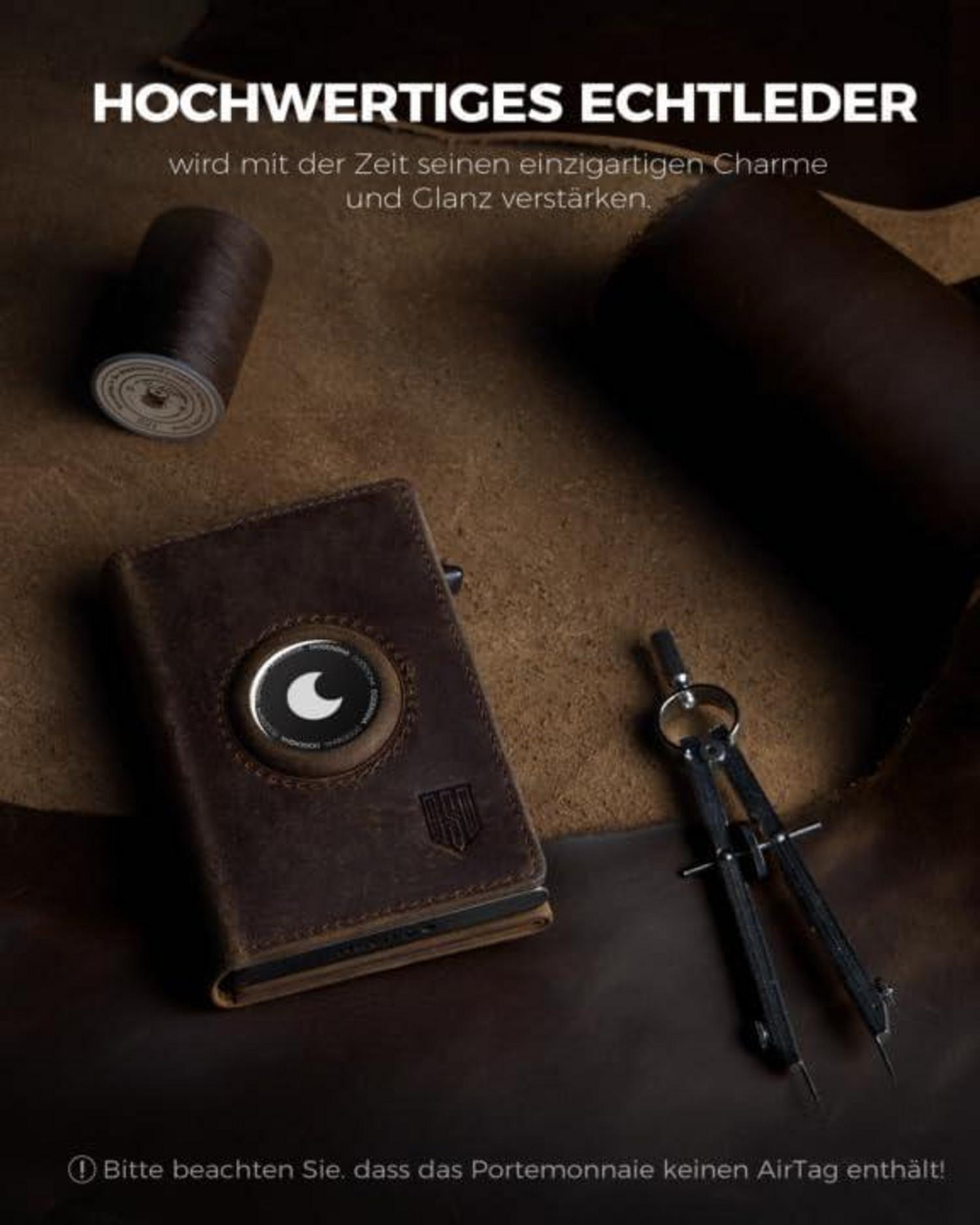 Airtag Wallet Herren XL Münzfach RFID Schutz NFC Silber