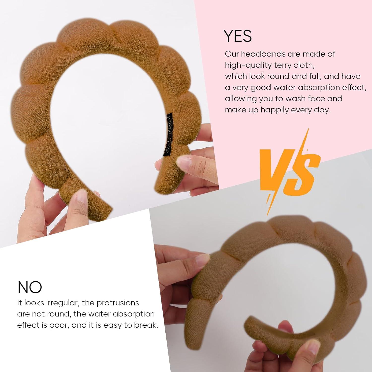 DRESHOW Spa-Stirnband Damen | Schwamm-Stirnband Gesichtswaschen | Weiches Frottee-Stirnband Makeup Hautpflege