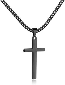 Kreuz Anhänger Edelstahl Halskette Silber Schwarz Gold 50*30mm+60cm