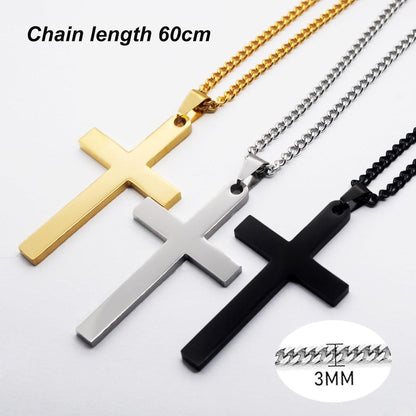 Kreuz Kette Herren Edelstahl Halskette Anhänger Silber/Schwarz/Gold