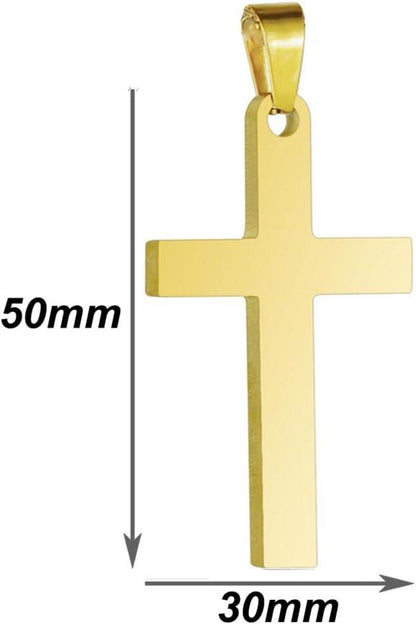 Herren Kreuz Halskette Edelstahl Anhänger in Silber Schwarz