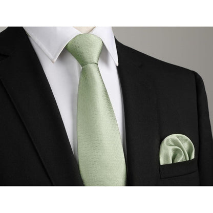 Herren Krawatten Set Seide Paisley mit Einstecktuch & Manschettenknöpfen Salbeigrün