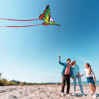 HONBO Schmetterling Drachen Butterfly Kite 120x95cm Green Long Tails