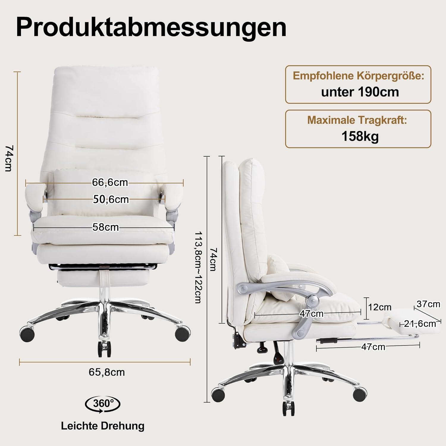 Bürostuhl Ergonomisch Drehstuhl Schreibtischstuhl 150° neigbar