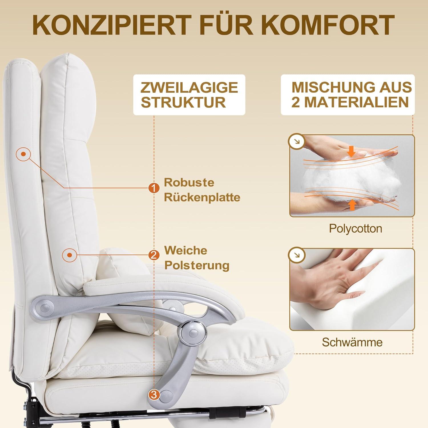 Bürostuhl Ergonomisch Drehstuhl Schreibtischstuhl bis 150° neigbar
