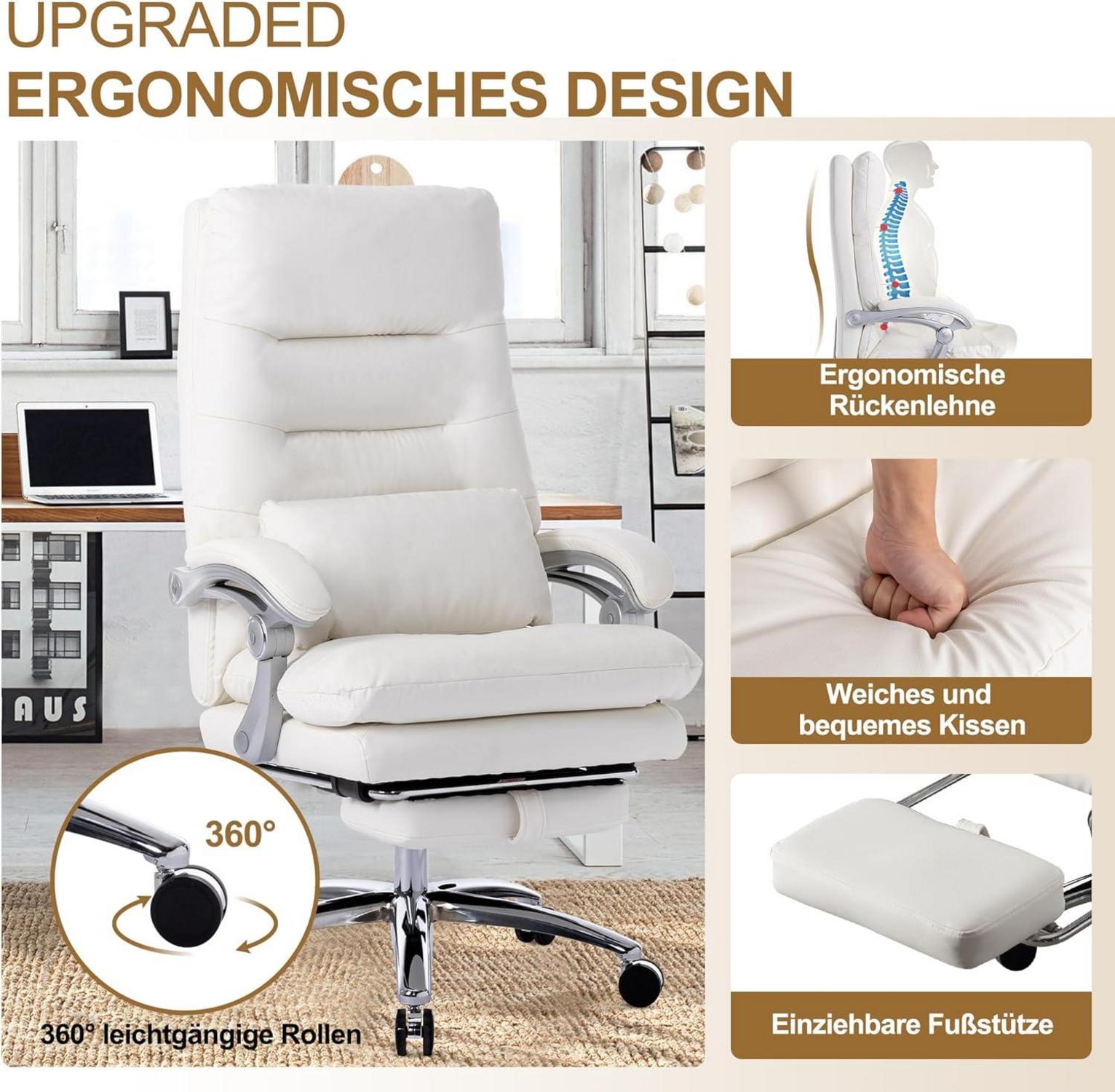 Ergonomischer Bürostuhl 150° neigbar höhenverstellbar bis 158 kg atmungsaktiver