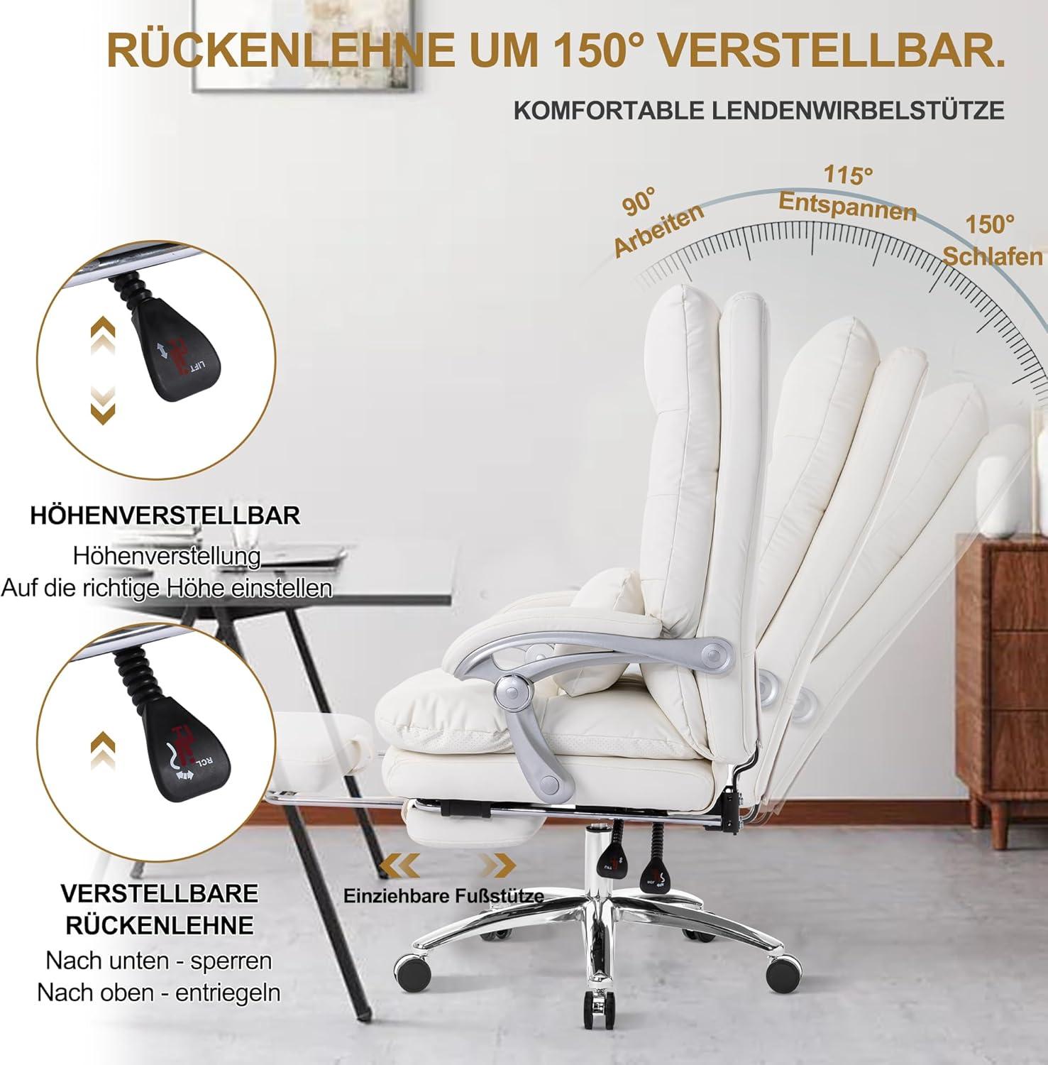 Ergonomischer Bürostuhl höhenverstellbar bis 150° belastbar bis 158 kg