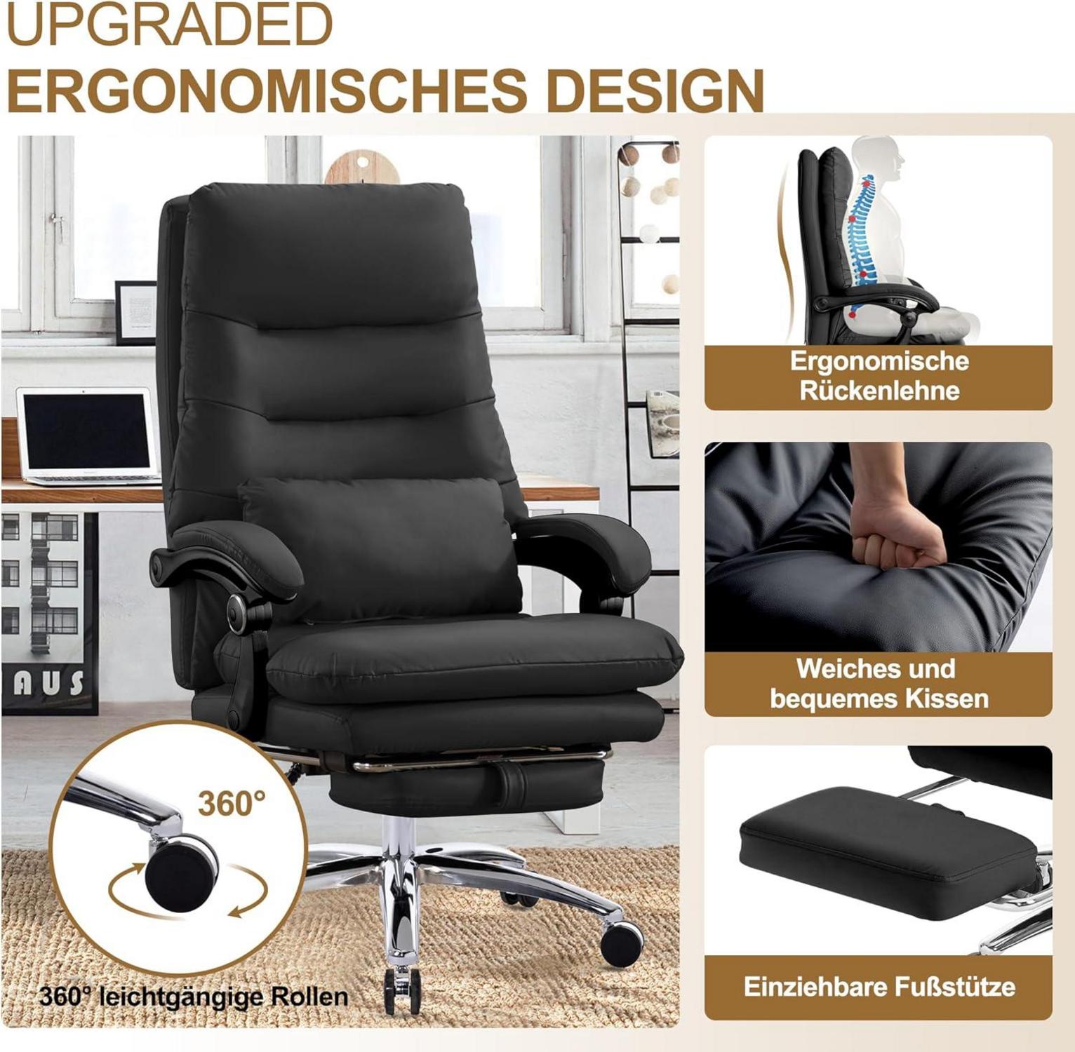 Ergonomischer Bürostuhl Homeoffice Stuhl 150° neigbar höhenverstellbar