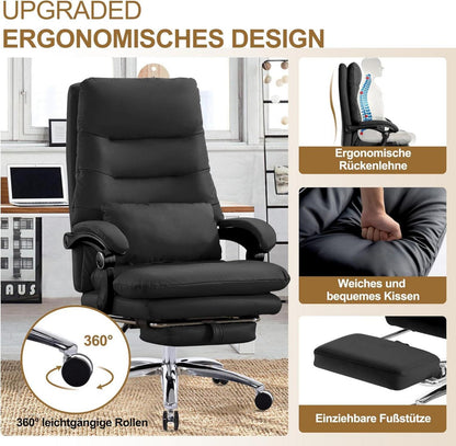 Ergonomischer Bürostuhl Homeoffice Stuhl 150° neigbar höhenverstellbar