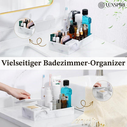 Waschtisch Organizer mit Deckel – 6 Fächer, Kiesweiß