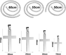 Kreuz Kette Herren Edelstahl Anhänger Halskette Silber