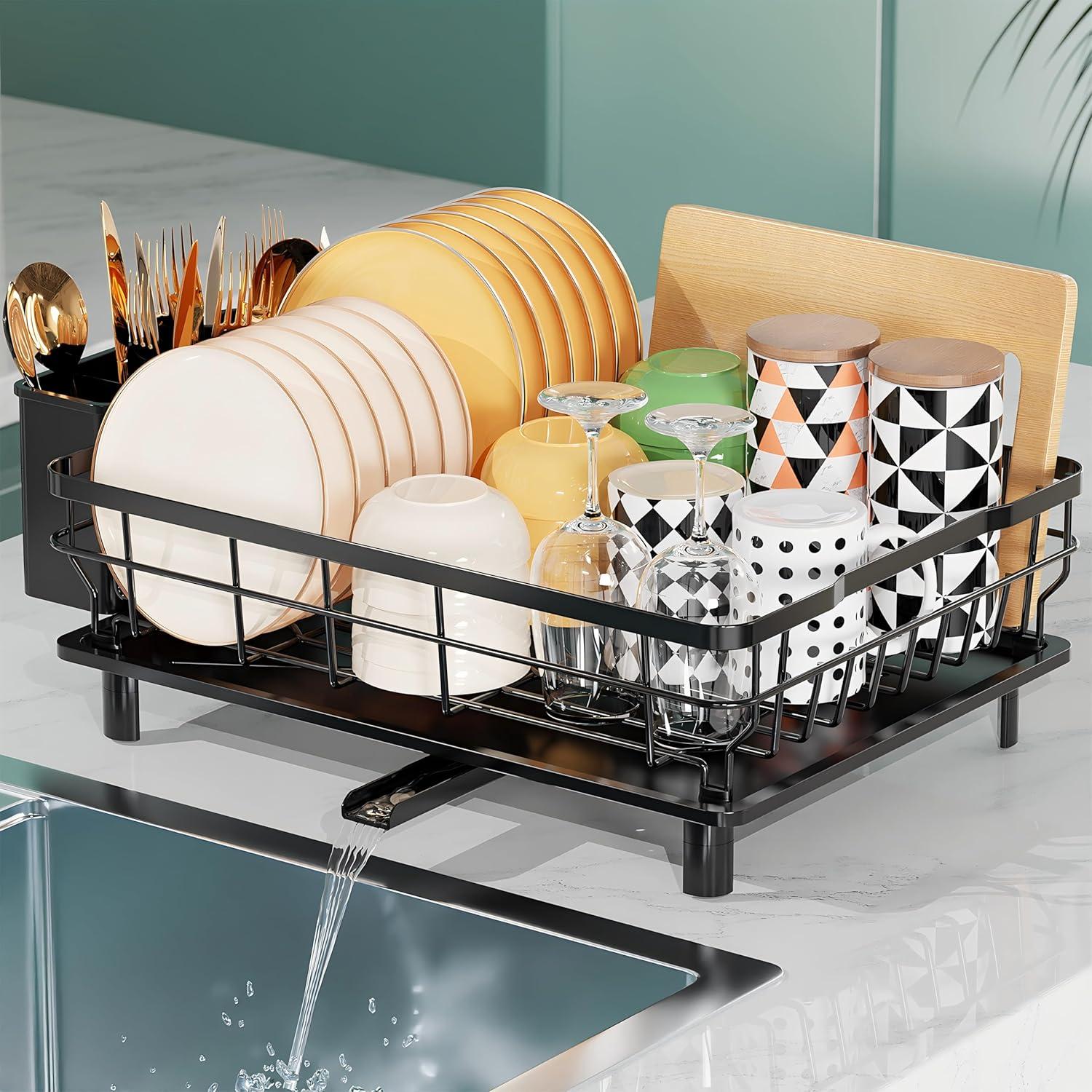 Abtropfgestell Geschirr Edelstahl Groß Platzsparend mit Abtropfschale