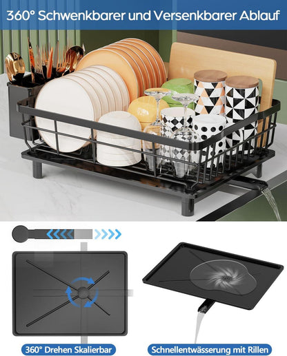 Abtropfgestell Geschirr Edelstahl Groß mit Abtropfschale