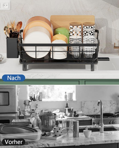 Abtropfgestell Geschirr Edelstahl Groß Schwarz Platzsparend