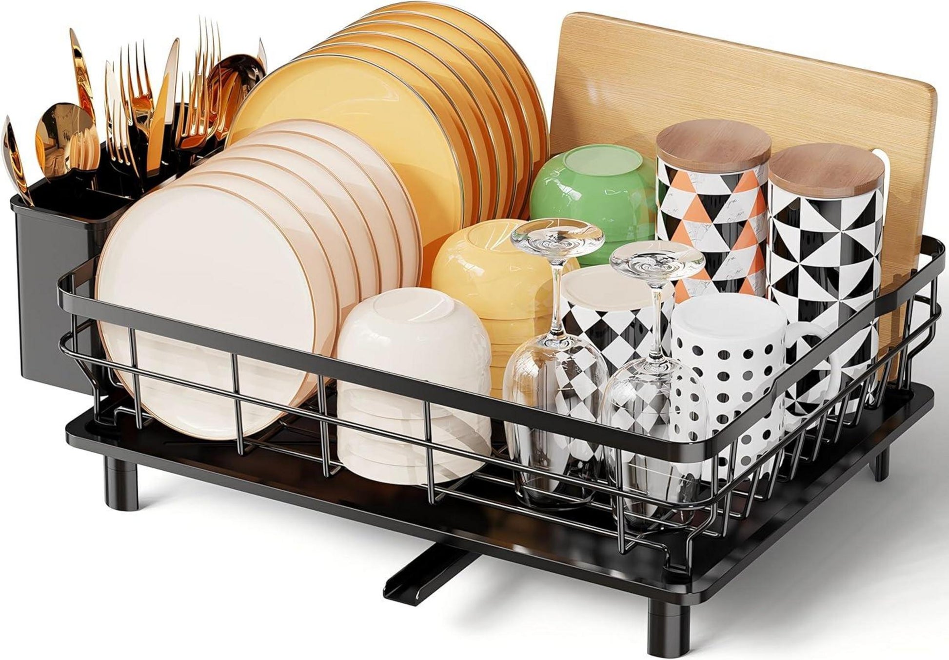 Abtropfgestell Geschirr Edelstahl Groß Schwarz Platzsparend