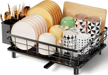 Abtropfgestell Geschirr Edelstahl Groß Schwarz Platzsparend