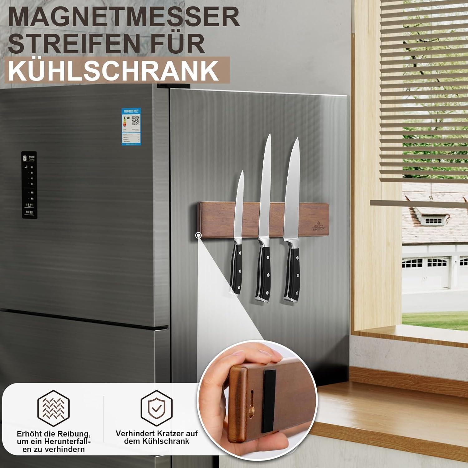26cm Magnetleiste Messer Selbstklebend Akazienholz Magnethalter