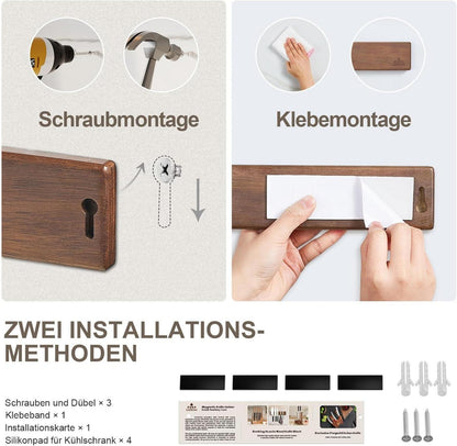 26cm Magnetleiste Messer Selbstklebend Akazienholz Magnethalter