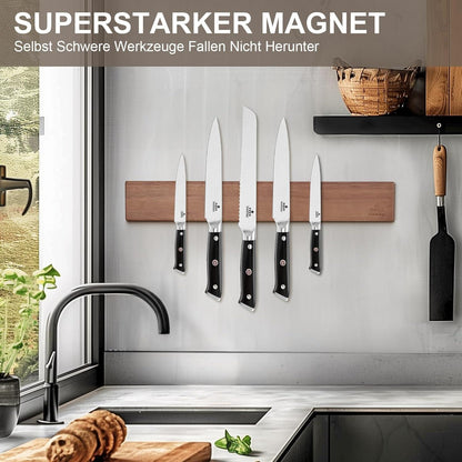 Magnetleiste Messer 40cm Akazienholz Selbstklebend Magnet Stark