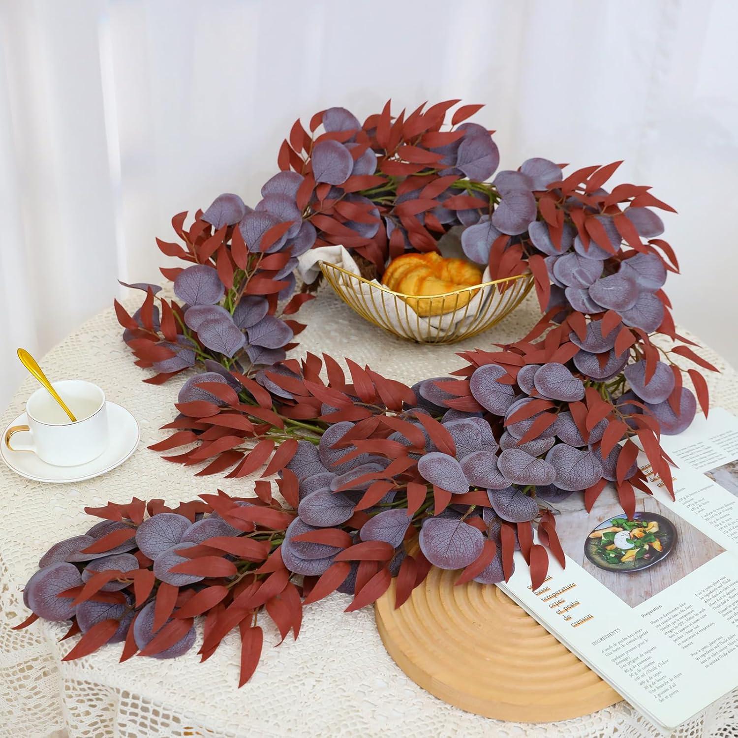Künstliche Eukalyptus-Girlanden mit Weidenblättern, 2er Set