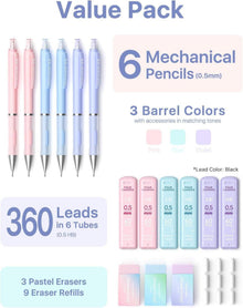 Druckbleistift Set 0.5mm 6PCS Niedliche Bleistifte 360 Minen