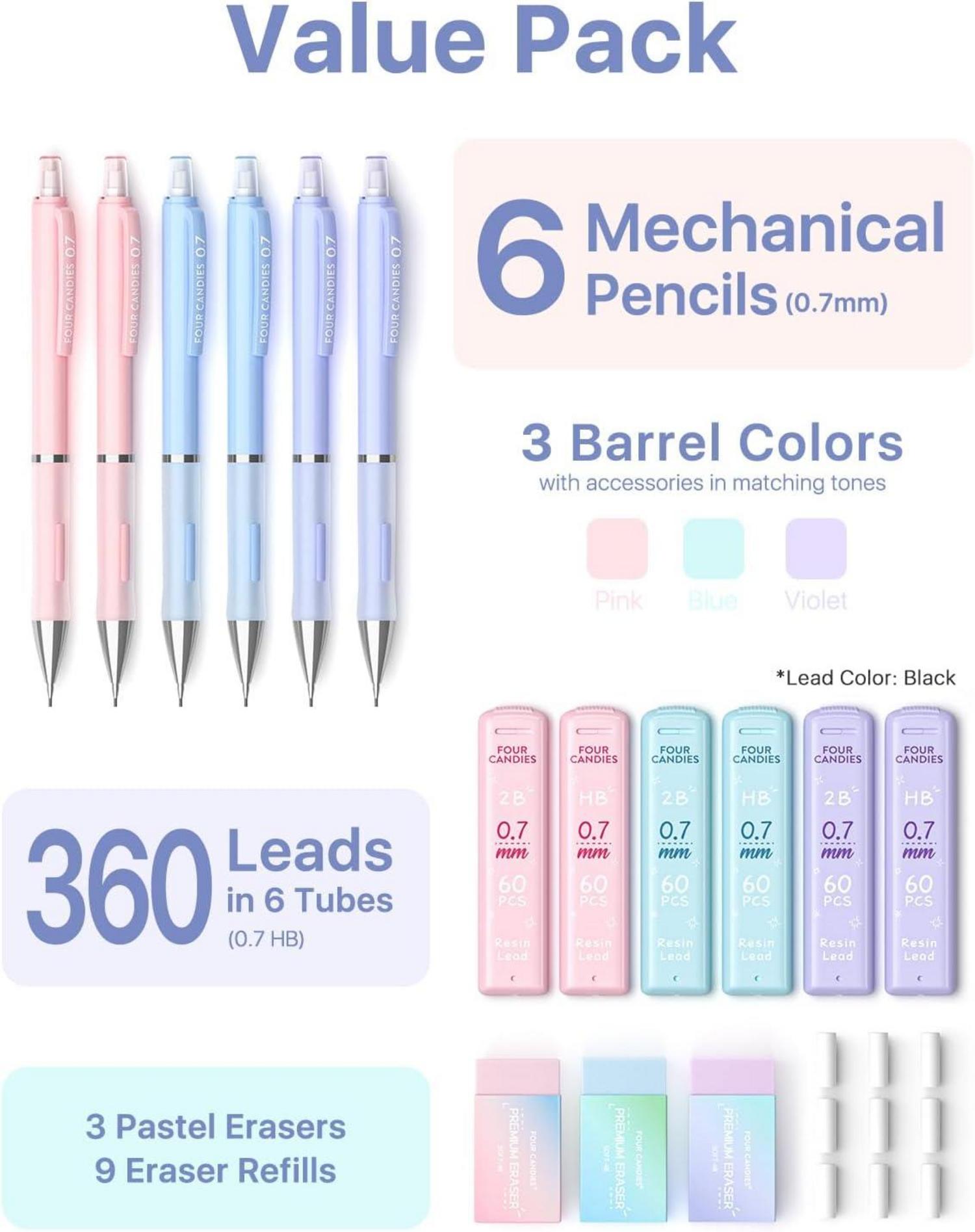 Pastell Druckbleistift Set 0.7mm - 6 Niedliche