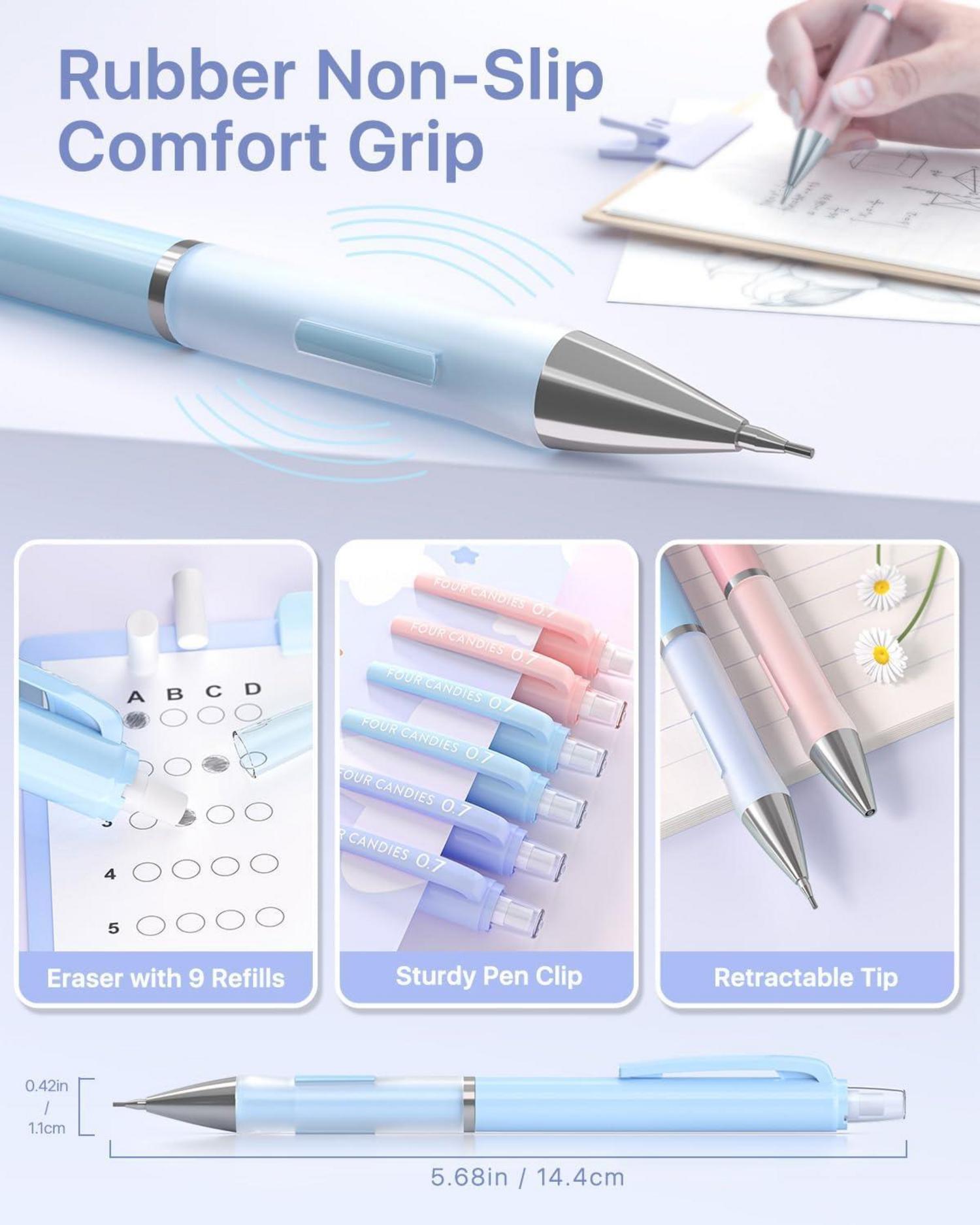 Druckbleistift Set 0.7 mm 6PCS Bleistifte 360 Minen 3 Pastell