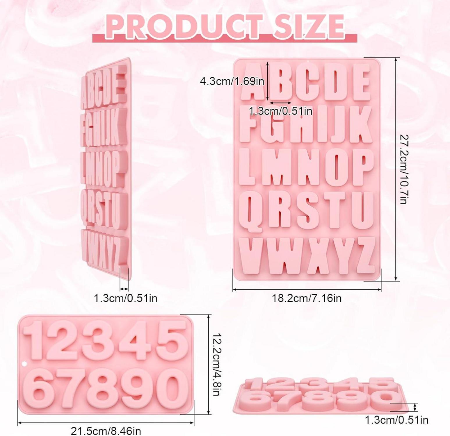 Silikonform Buchstaben Zahlen Set groß für Schokolade Seife