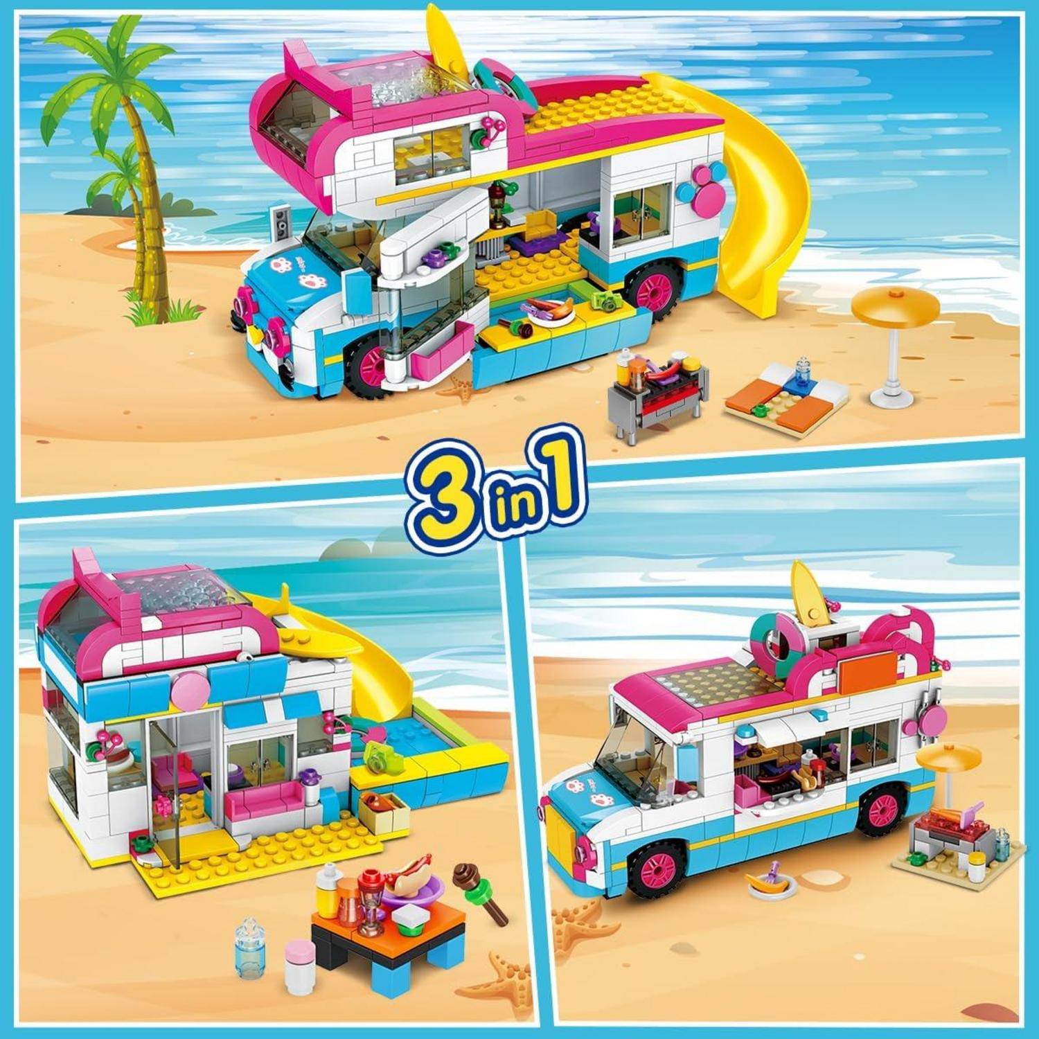 Wohnmobil Bausteine Spielzeug mit Rutsche - Geschenke Kinder 6-12