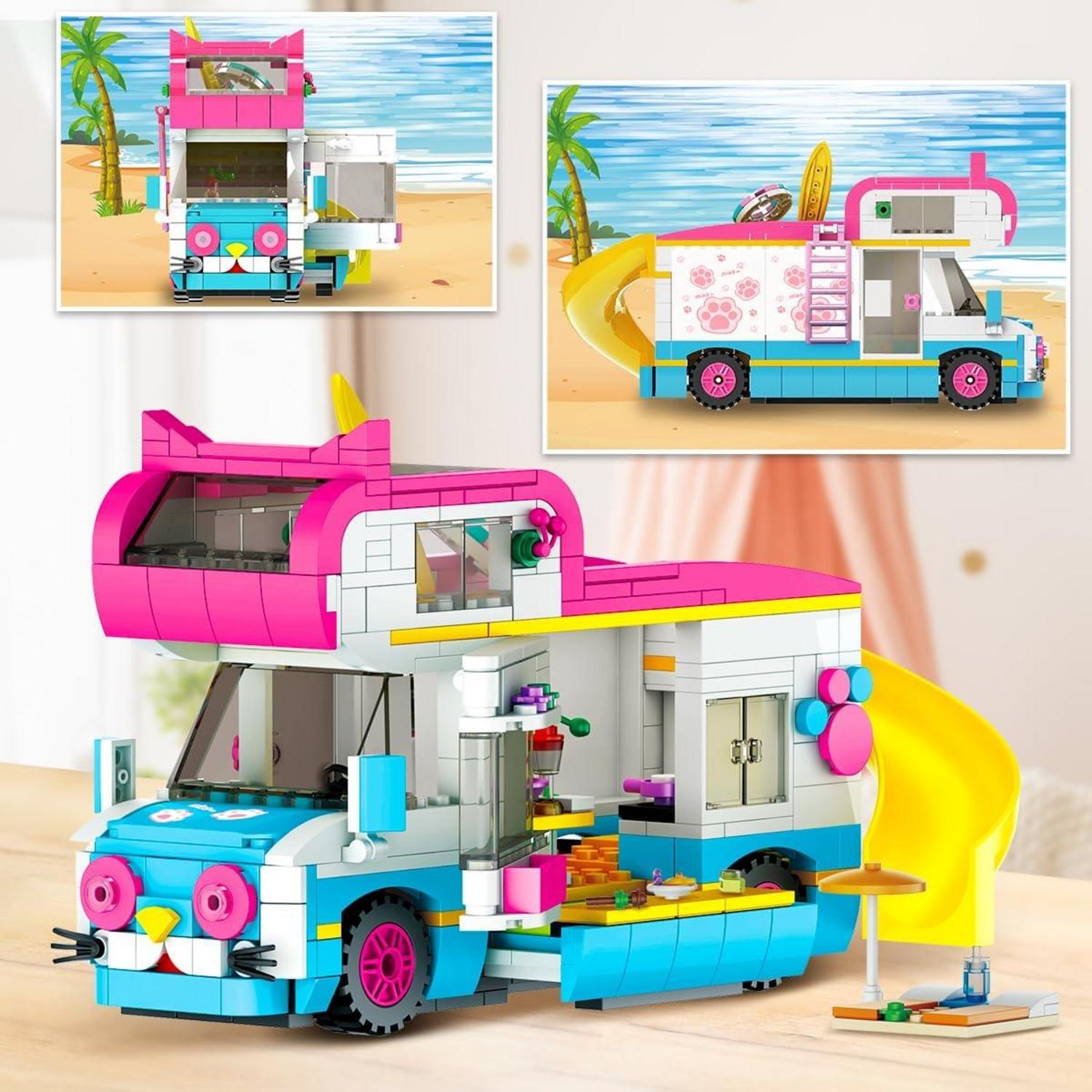 Wohnmobil Bausteine Spielzeug Campingbus Rutsche Aufklebern 494 Teile