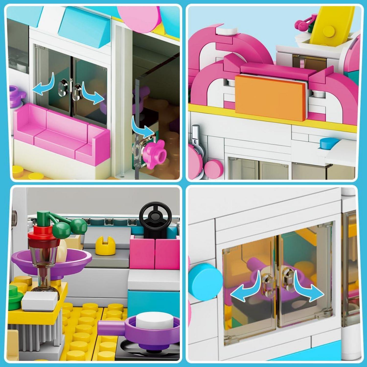 3-in-1 Wohnmobil Bausteine Spielzeug mit Rutsche und Aufklebern 494